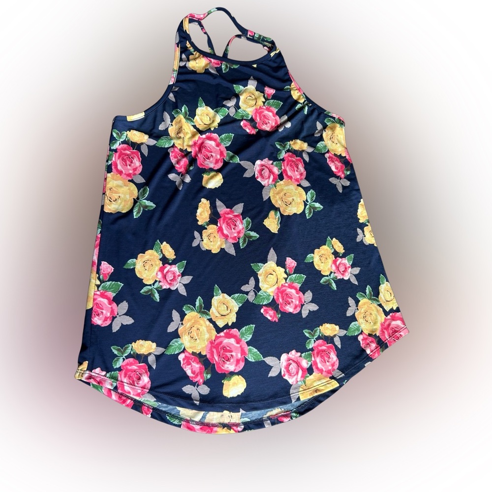 White Birch Navy Floral Tank S